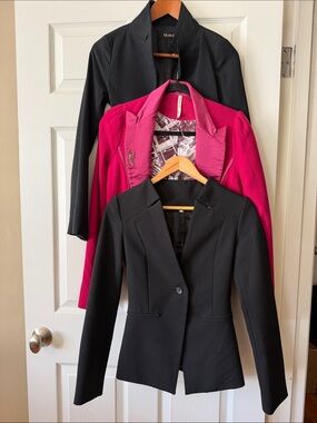 Cropped Fuchsia Blazer with Satin Lapel